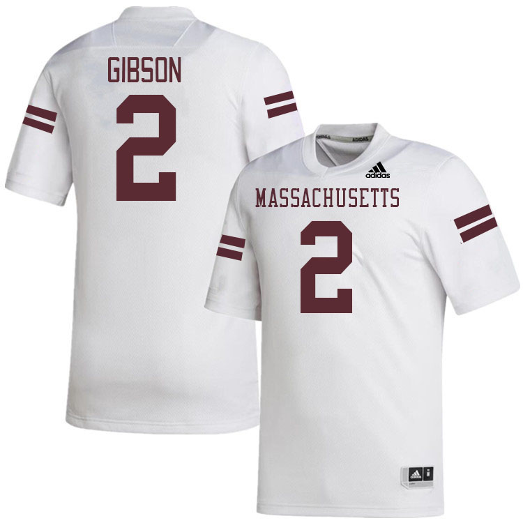 Massachusetts Minutemen #2 Jacquon Gibson College Football Jerseys Stitched-White